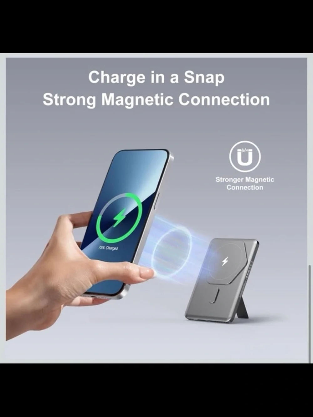 Magnetic Slip portable charger with stand 5000mAh wireless power bank (alloy)